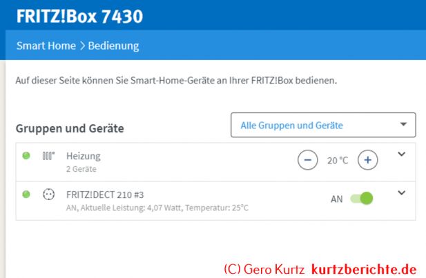 Smarte Steckdose FRITZ!DECT 210 - Fritz!Box Bedienung der Steckdose