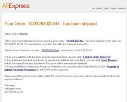 Sendung auf dem Wege Mail