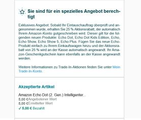 Amazon Trade-In Programm - Hinweis auf den Coupon