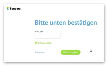 Bondora Finanzdienstleister - PIN Code über Handy