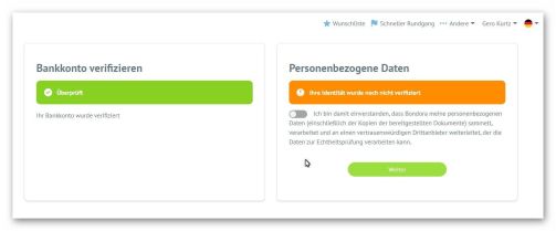 Bondora Finanzdienstleister - Verifizierung des Bankkontos