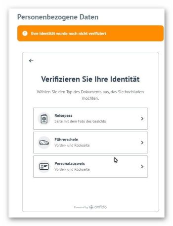 Bondora Finanzdienstleister - Dokument Auswahl