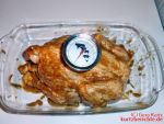 Brathähnchen mit aufgestecktem Bratenthermometer