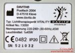 Davita Tageslichtlampe Typenschild