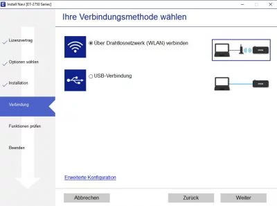 Auswahl Verbindungsmethode
