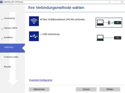 Auswahl Verbindungsmethode