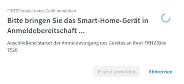 Einrichtung in FritzBox - Hinweisfenster zur Anmeldung eines DECT Gerätes