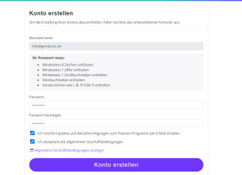 Prämienkonto erstellen
