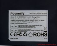 Powerffy Knight 11  Akku Staubsauger - Typenschild des Akkus