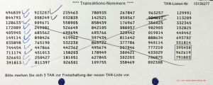 alte TAN Liste