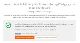 Bestätigung des Faxversandes HUK Coburg