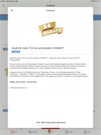 Geldcoupon in Höhe von 5 €