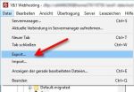 Export der Einstellungen