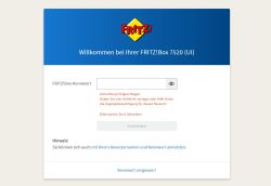 Fritz!Box Passwort vergessen - Fenster bei falscher Passworteingabe