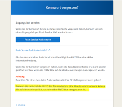 Kennwort vergessen Bildschirm