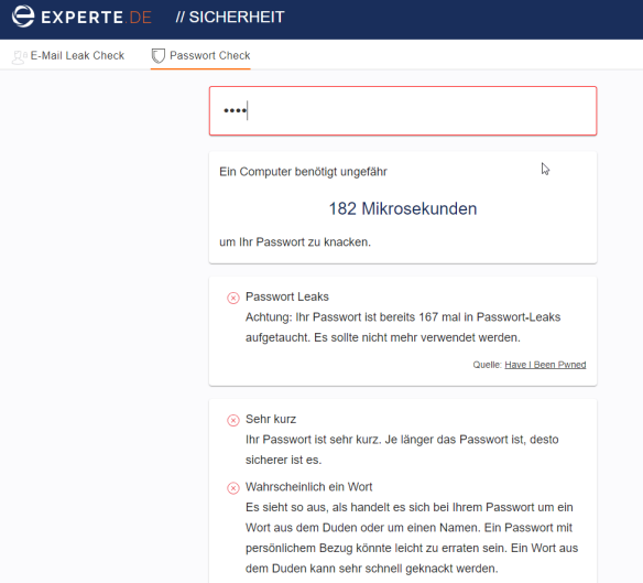 experte.de   Ergebnisse Passwort